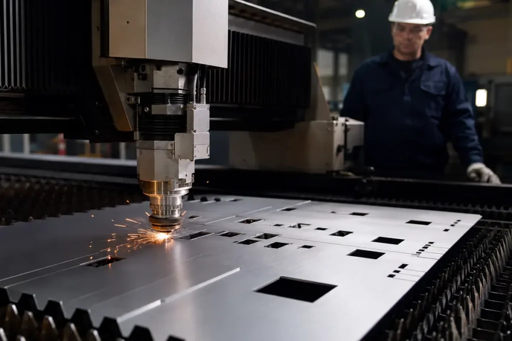 Precision laser cutting of aluminum panel for pickup truck canopy